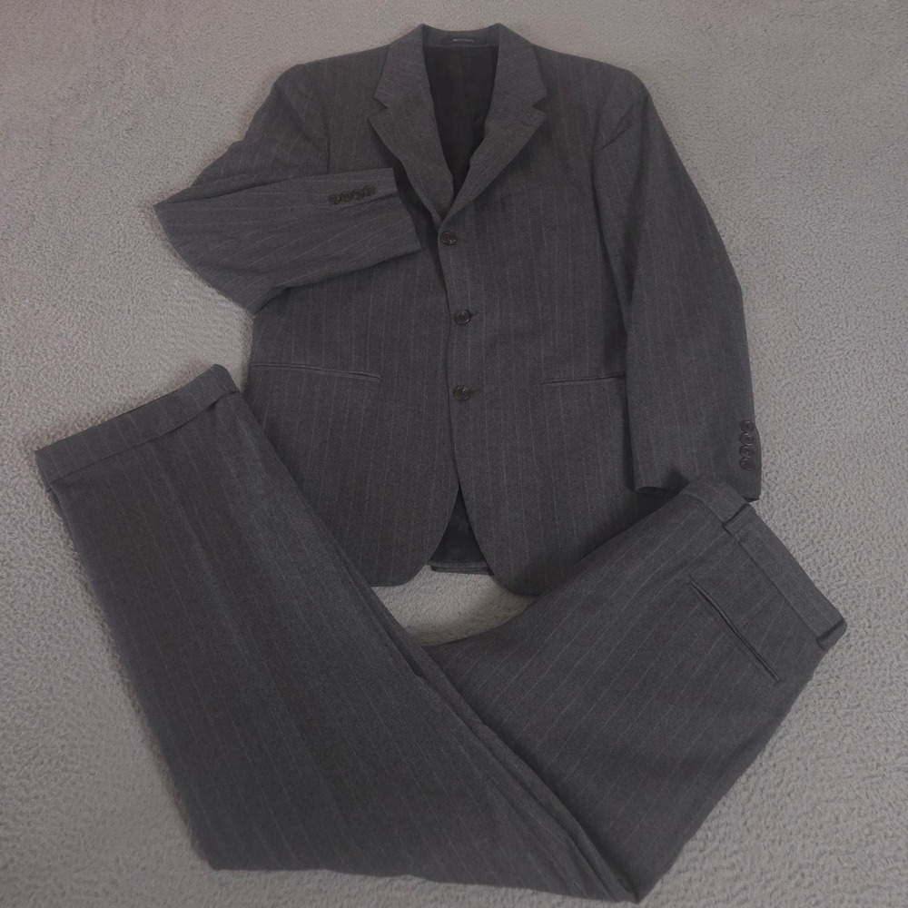 VINTAGE Chaps Ralph Lauren 2-Piece Suit Mens 40R Pants 34x34 Pinstripe Wool 90s